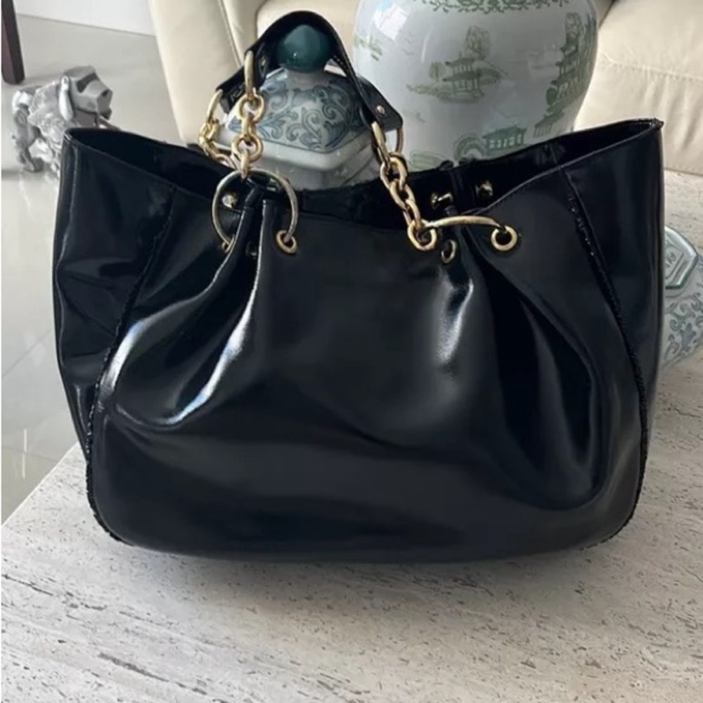 BCBG Max Azaria Patten Leather Black Women's Bag